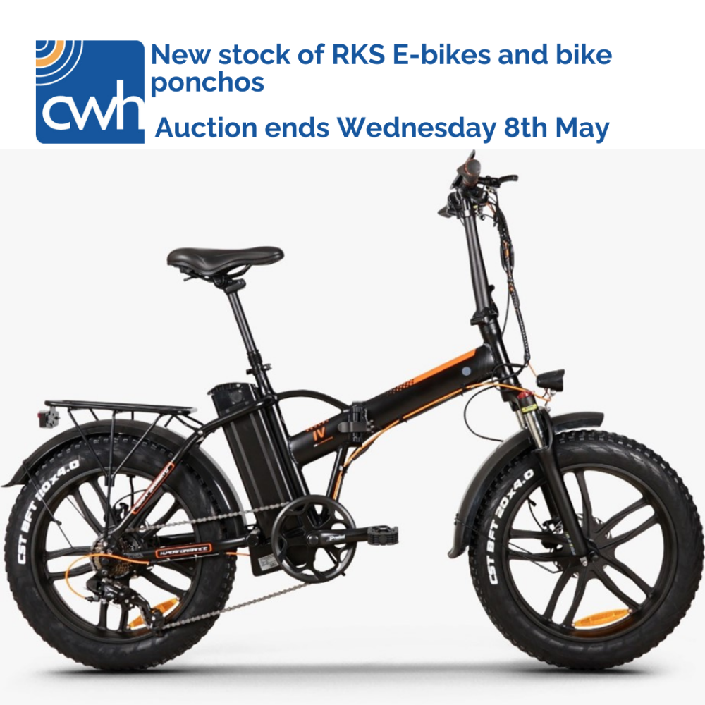 New stock of RKS E-bikes and bike ponchos (No VAT on hammer price)