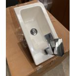 Resin hand wash basin 40cm x 22cm complete with pop up waste and tap (saleroom location: RB)