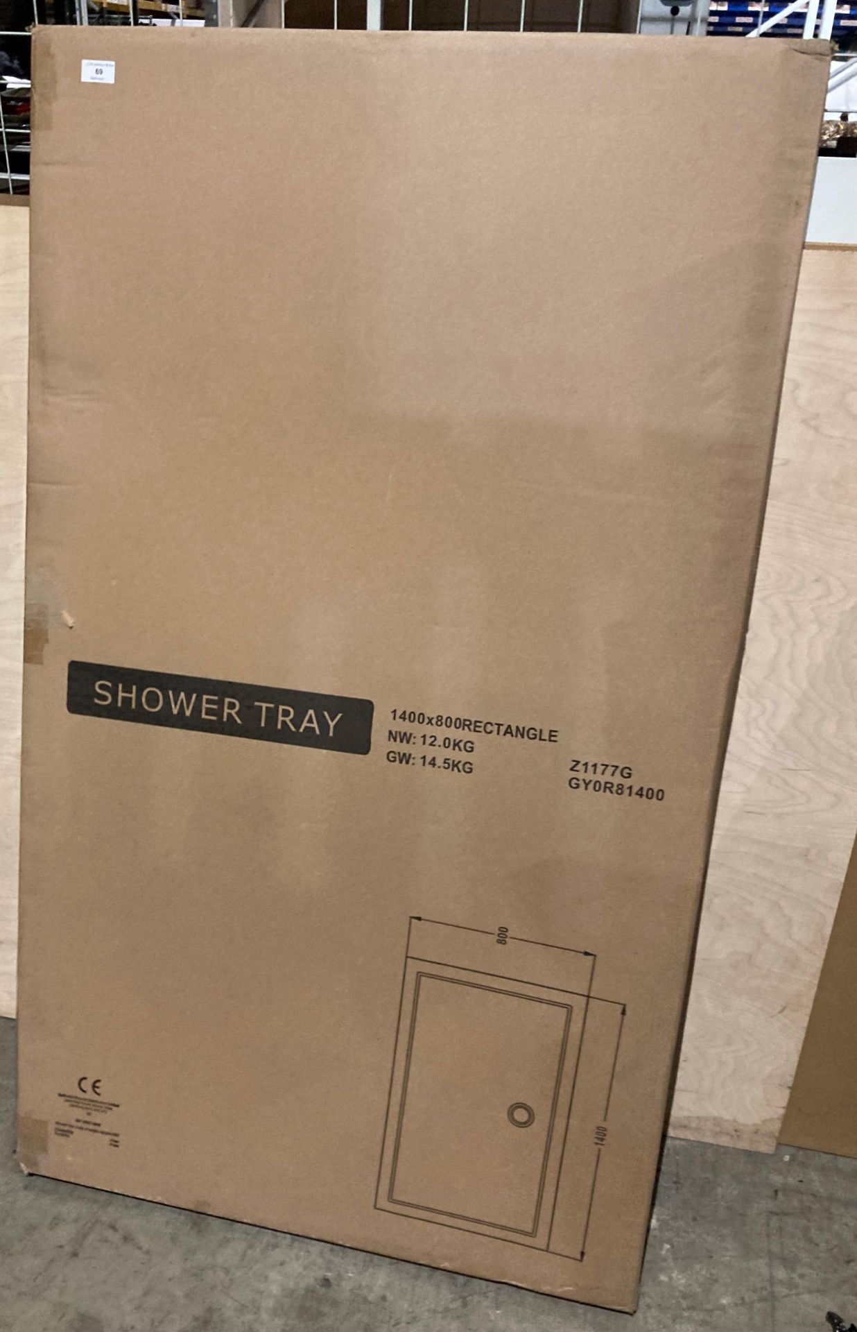 Unbranded shower tray 1400mm x 800mm boxed (saleroom location: OUTSIDE MEZ)