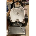 Pietraneza back wash barber's chair in black rexine and imitation crocodile finish (sold as is,