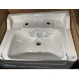 Burlington bespoke ceramic 56cm Edwardian meadow 2 tap hole 56cm wash basin new boxed (saleroom