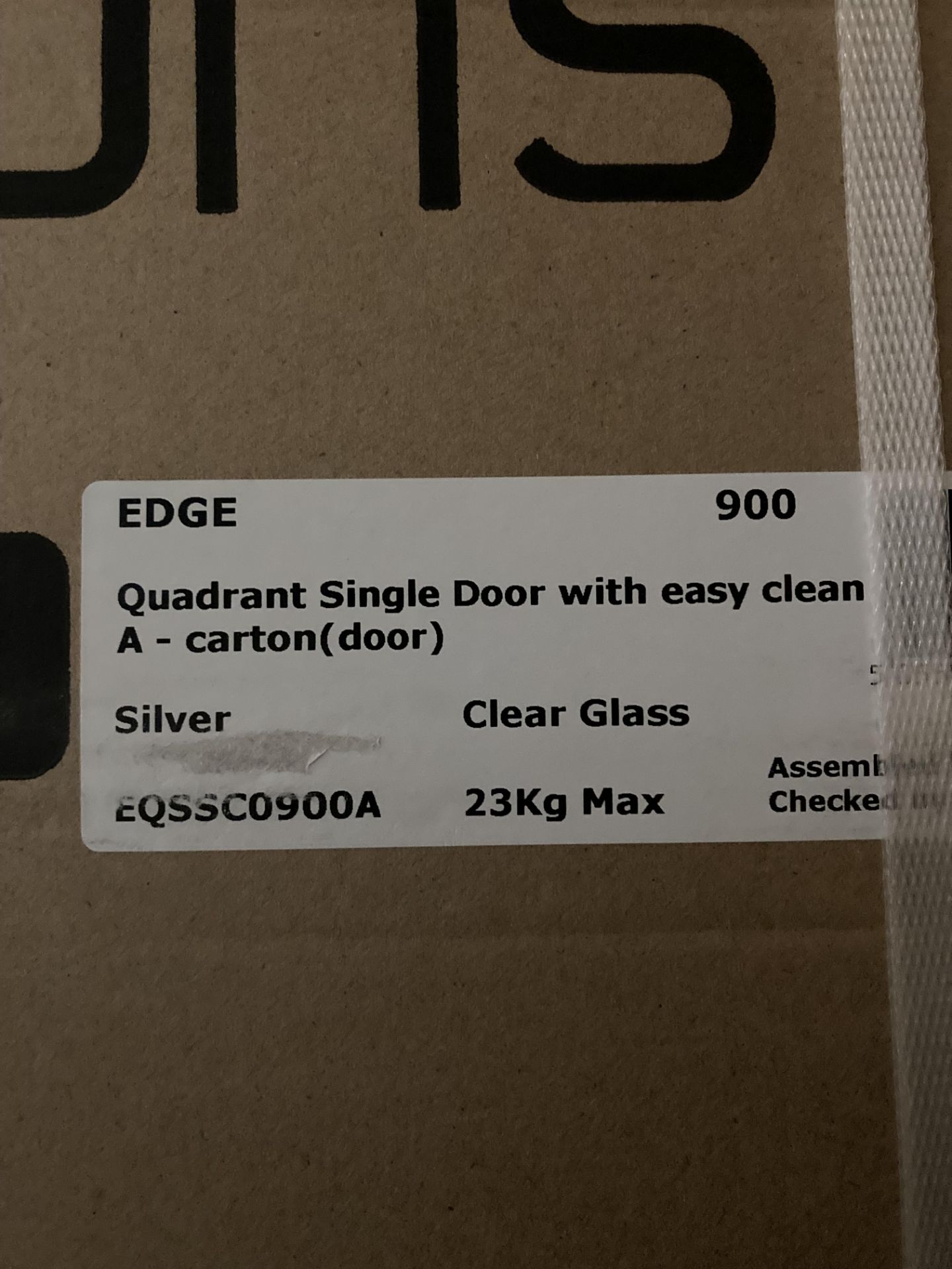 Simpsons Edge 900 Quadrant single door with easy close in silver with clear glass (new boxed) ( - Image 2 of 2