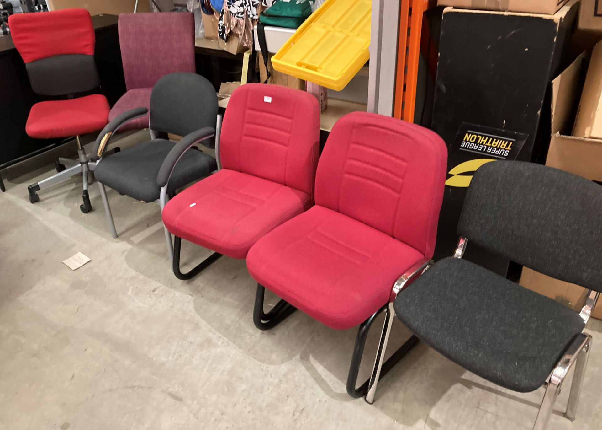 6 x assorted office chairs - 2 swivel,