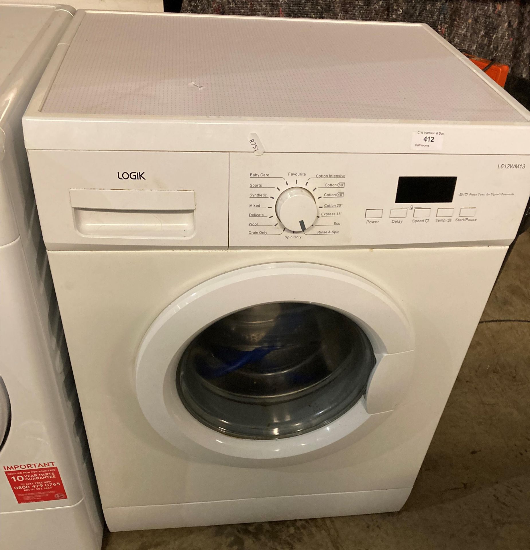 Logik L612WM13 6kg automatic washing machine (saleroom location: PO)