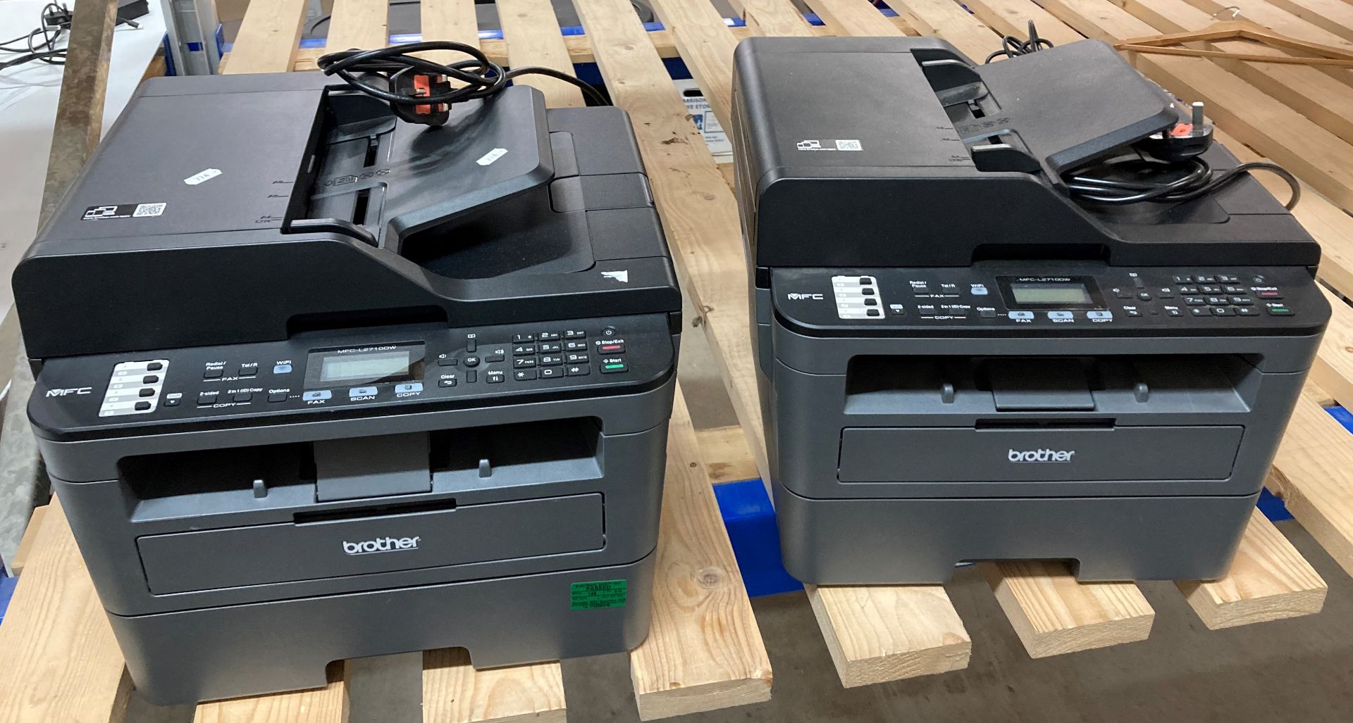 2 x Brother MFC-L2710DL all-in-one printer scanner copier fax machines (saleroom location: J12)