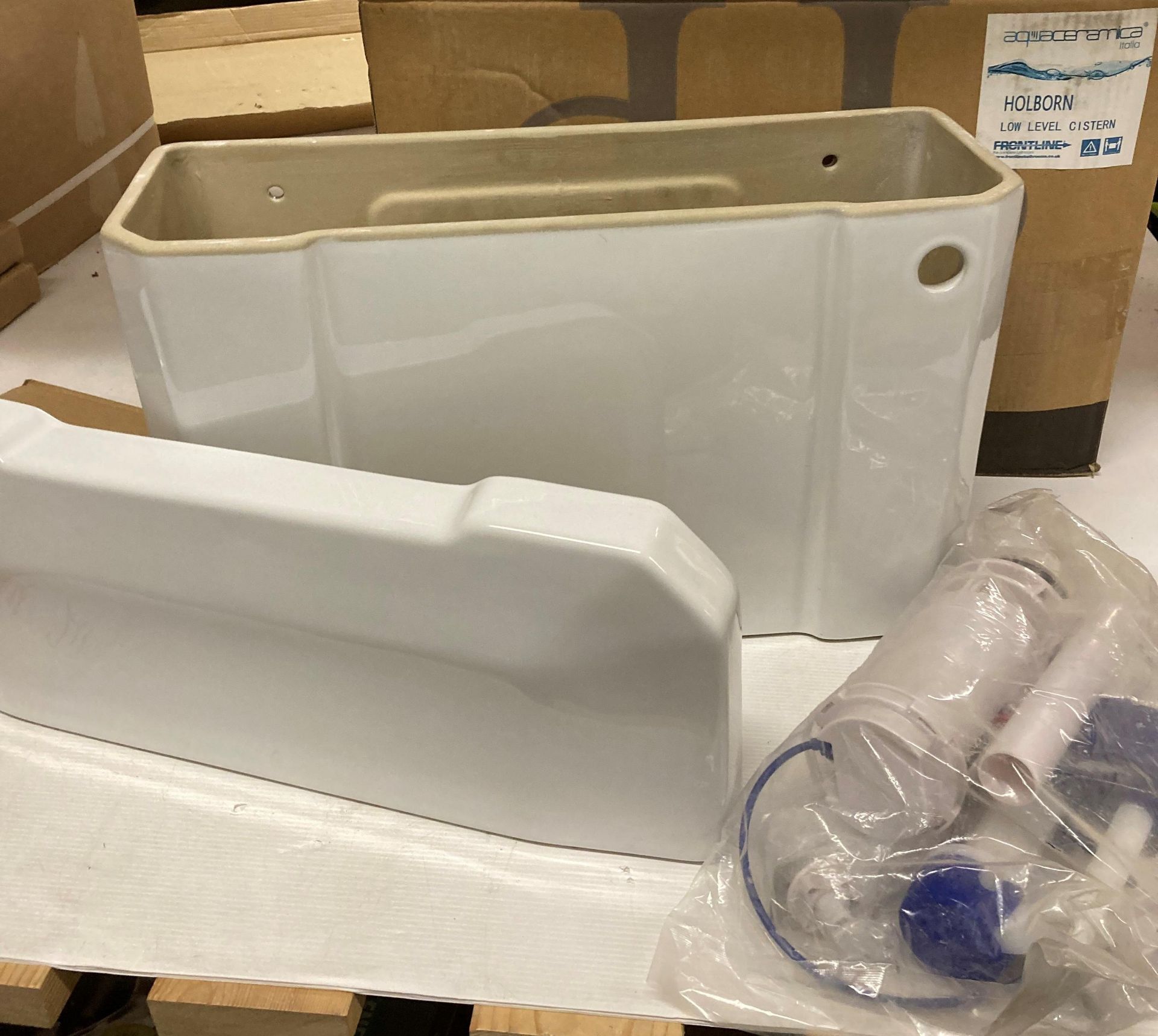 Holborn white ceramic low level cistern complete with fittings (saleroom location: R13 FLOOR)