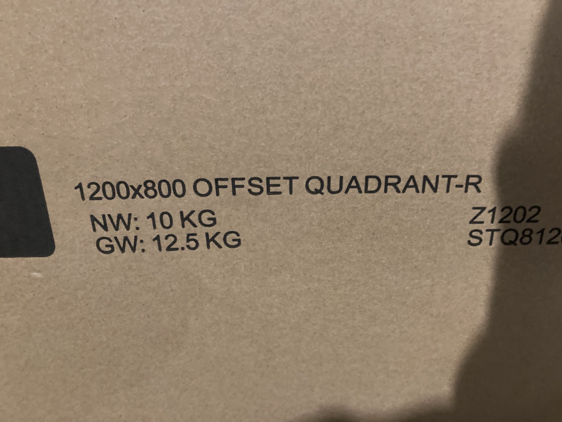 Unbranded offset quadrant-R shower tray 1200mm x 800mm boxed (saleroom location: OUTSIDE MEZ) - Image 2 of 2