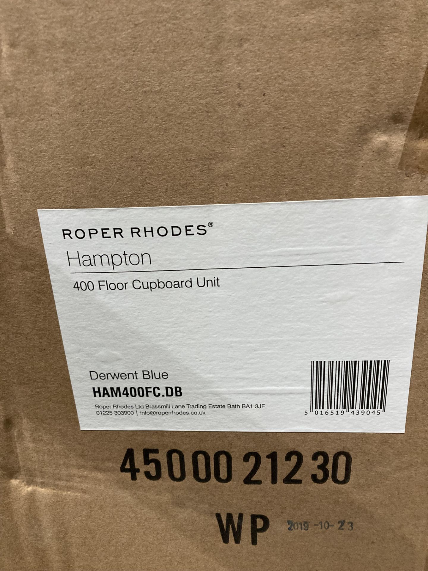 Roper Rhodes Hampton 400 floor cupboard In Derwent Blue (new boxed) (saleroom location: RB)