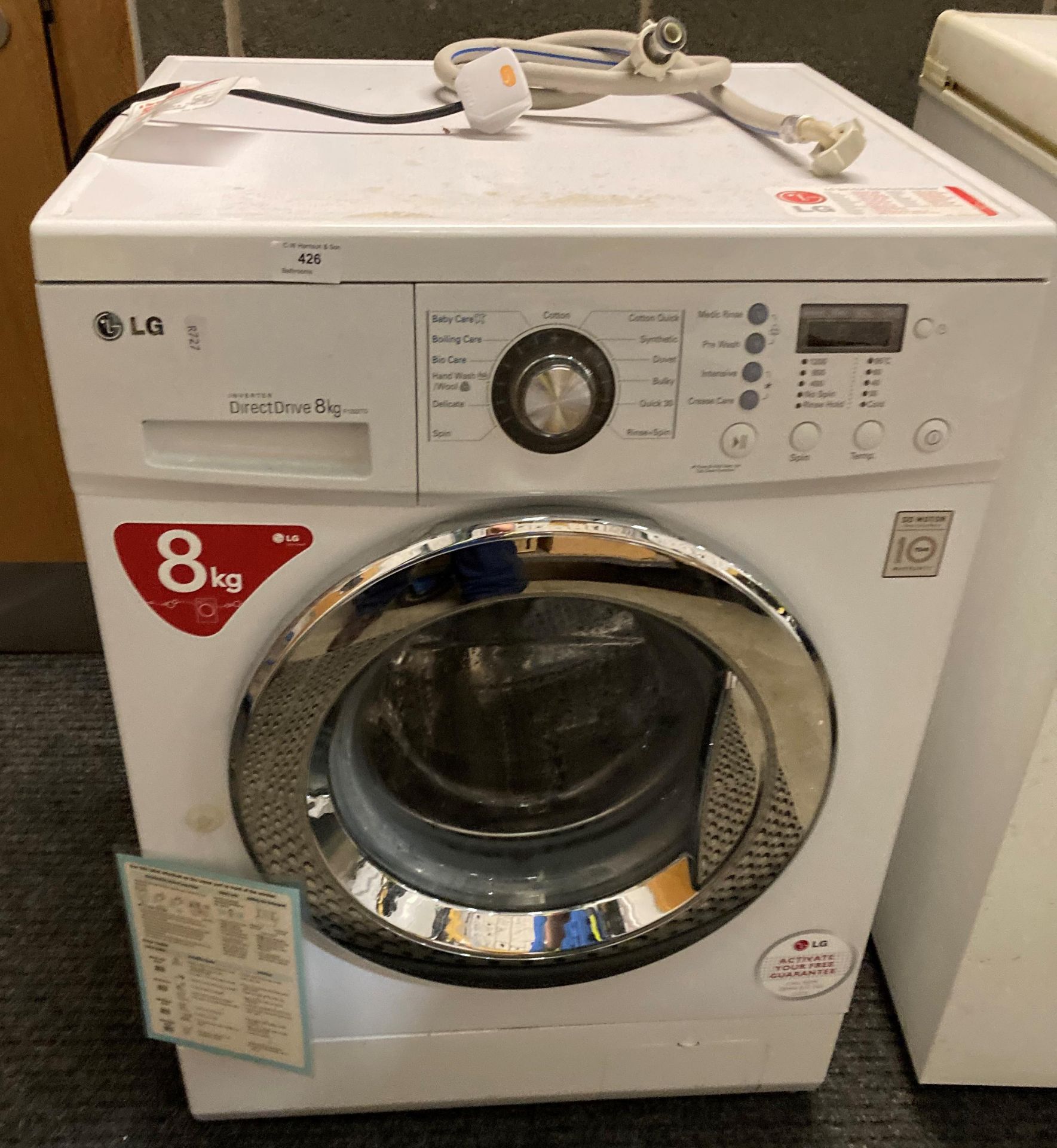 LG Inverter Direct Drive 8Kg automatic washing machine model F1222TD (saleroom location: PO)
