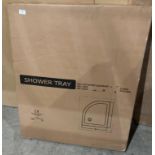 Unbranded offset quadrant- L shower tray 900mm x 760mm boxed (saleroom location: OUTSIDE MEZ)