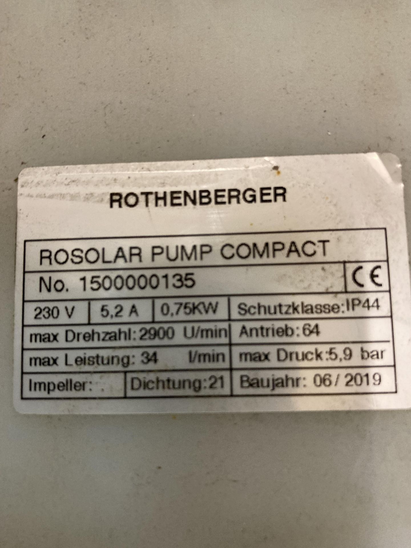 Rothenberger Rosolar solar heating flushing pump 240v (motor jammed) (saleroom location: Y01 FLOOR) - Image 2 of 2