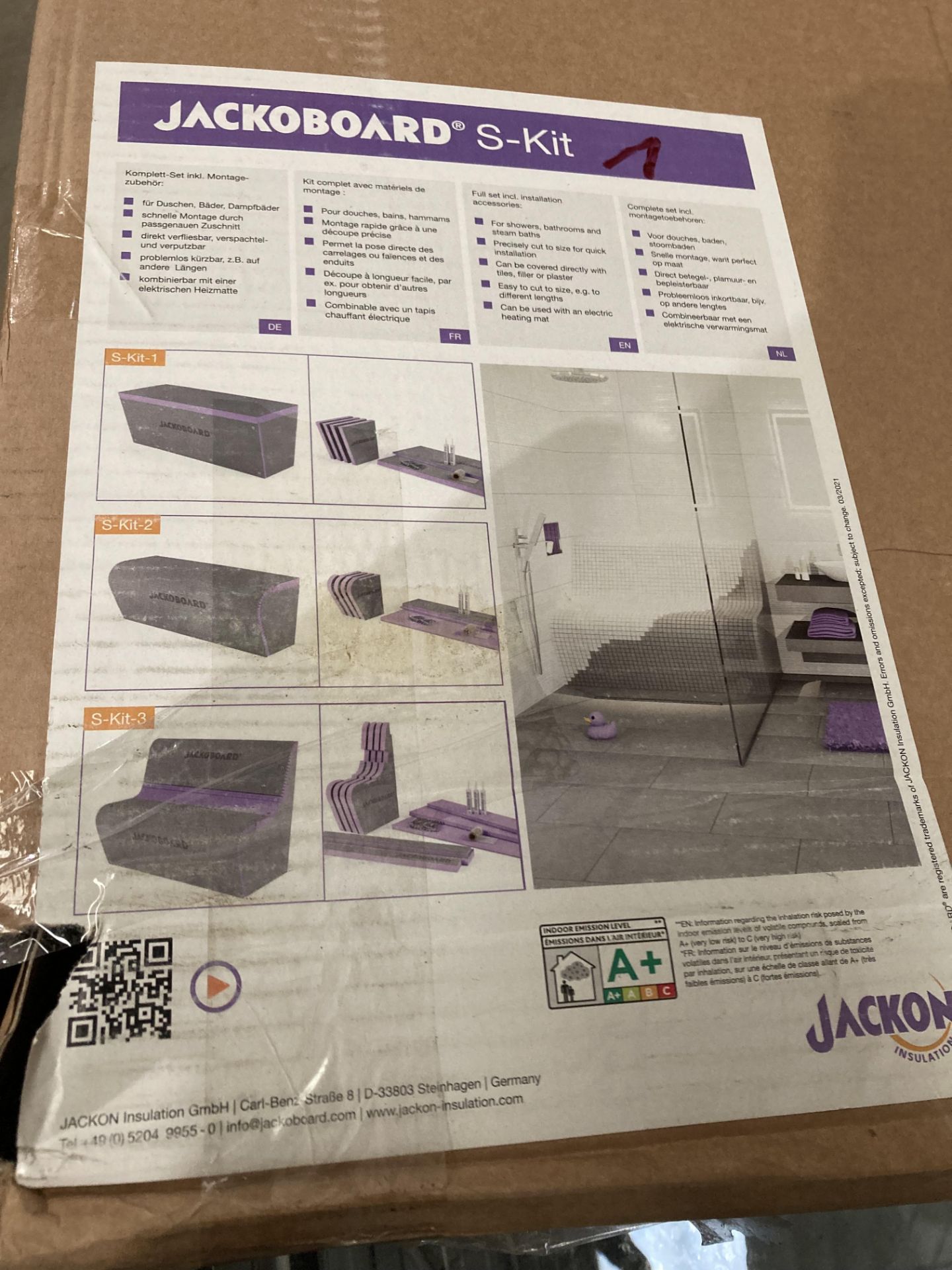 Jackboard steam and wet room bench (boxed) (saleroom location: RB) - Image 3 of 4