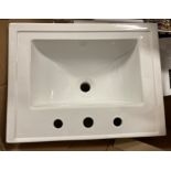 White ceramic 3 tap hole basin 53cm x 40cm