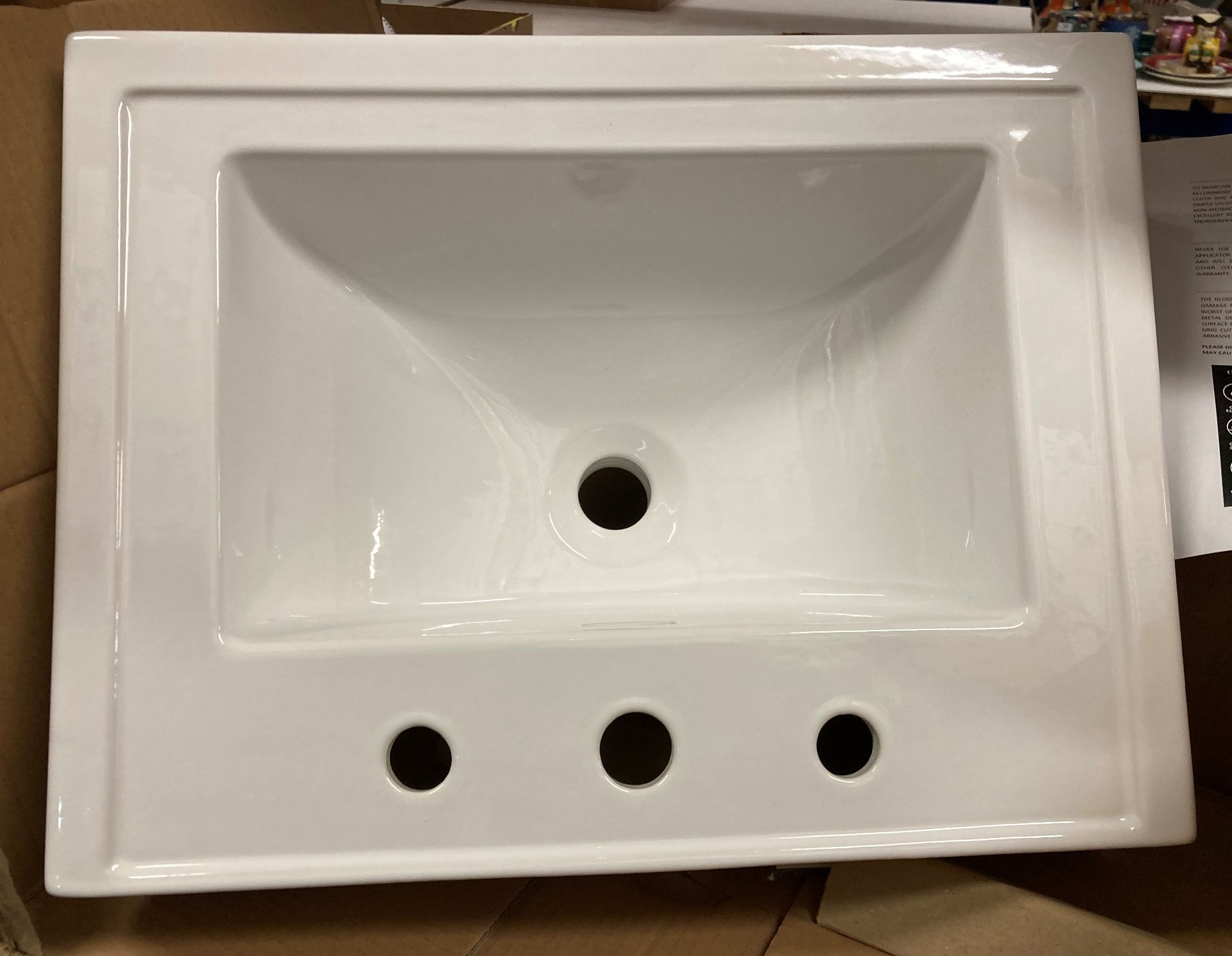 White ceramic 3 tap hole basin 53cm x 40cm