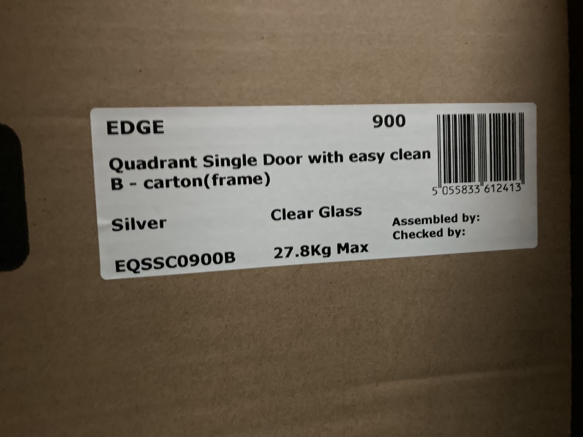 Simpsons Edge 900 Quadrant single door with easy close in silver with clear glass (new boxed) ( - Image 2 of 2