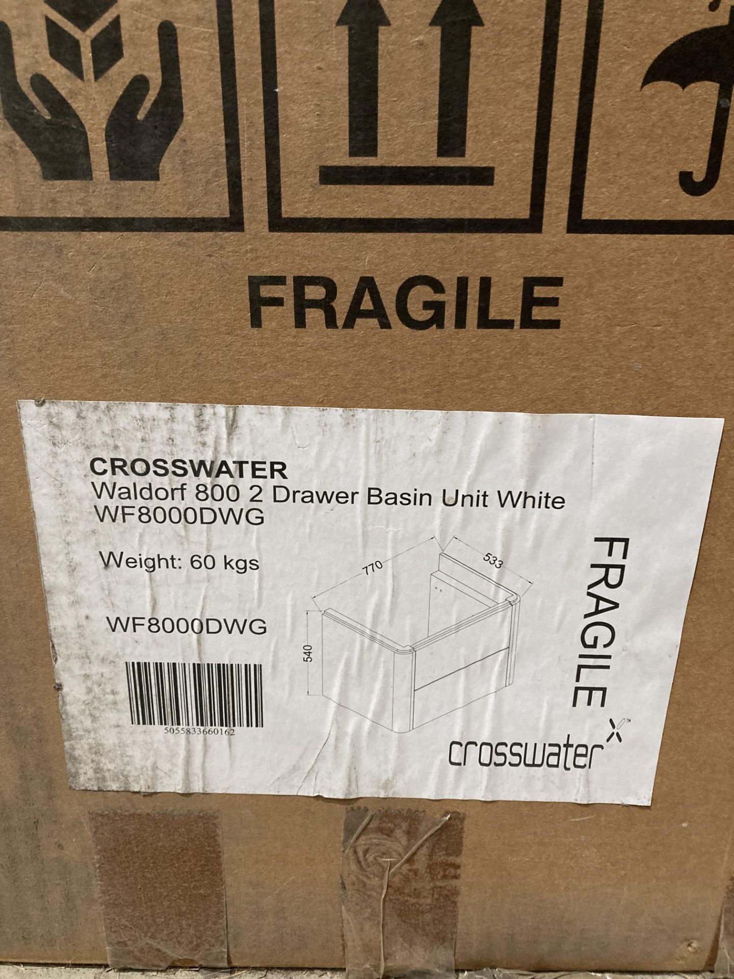 Crosswater Waldorf 800mm 2 door basin unit in white (boxed) (saleroom location: RB)