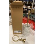 5 x Britton hoxton wall mounted toilet brush holders in brushed brass (saleroom location: AA08