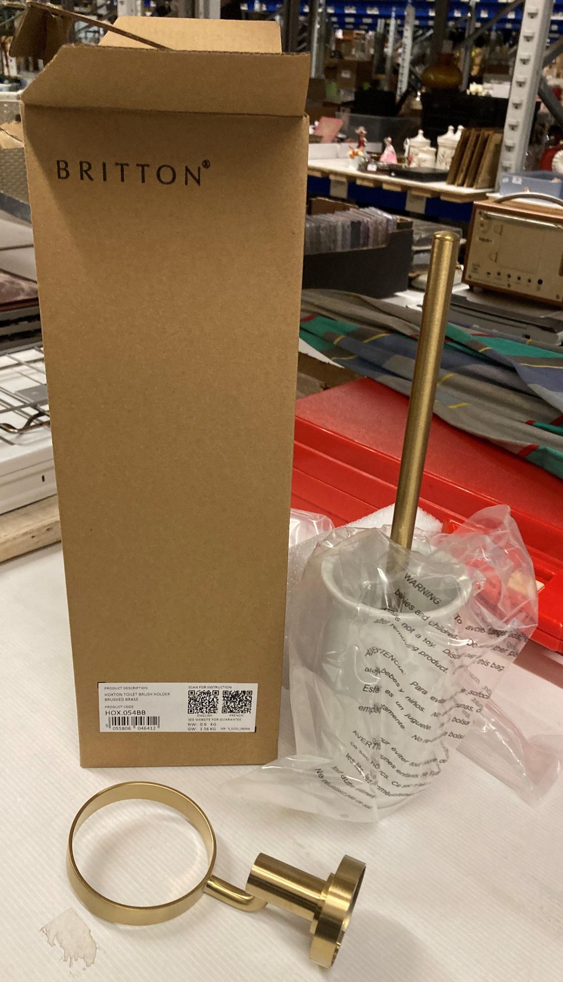 5 x Britton hoxton wall mounted toilet brush holders in brushed brass (saleroom location: AA08