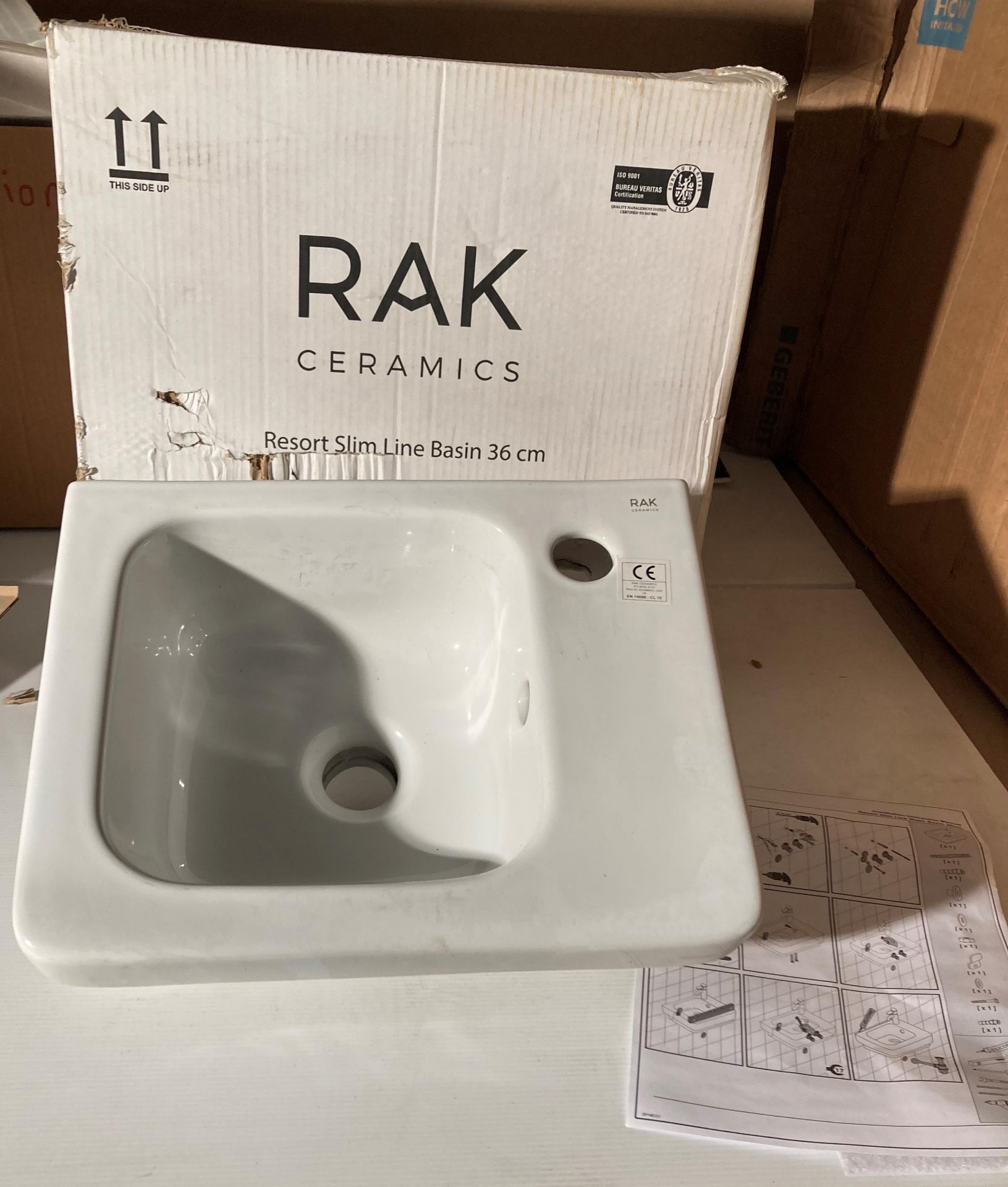 RAK ceramics 36cm resort slim-line wash basin (saleroom location: QL07)