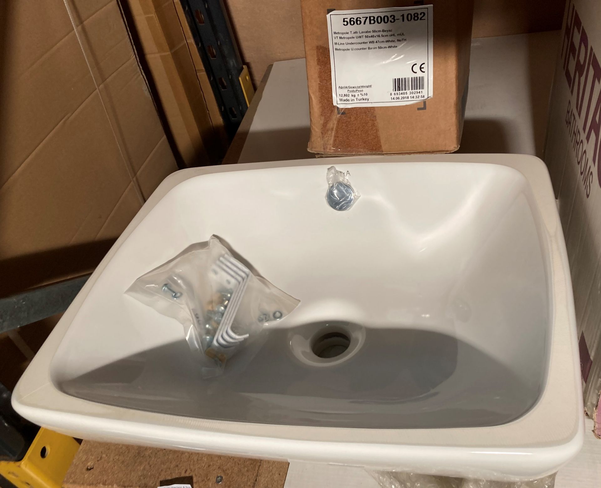 Vitra Metropole 50cm white ceramic undercounter wash basin no tap hole boxed (saleroom location: