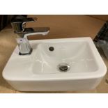 Villeroy & Boch hand-wash basin 36cm x 26cm complete with pillar tap and pop up waste (saleroom