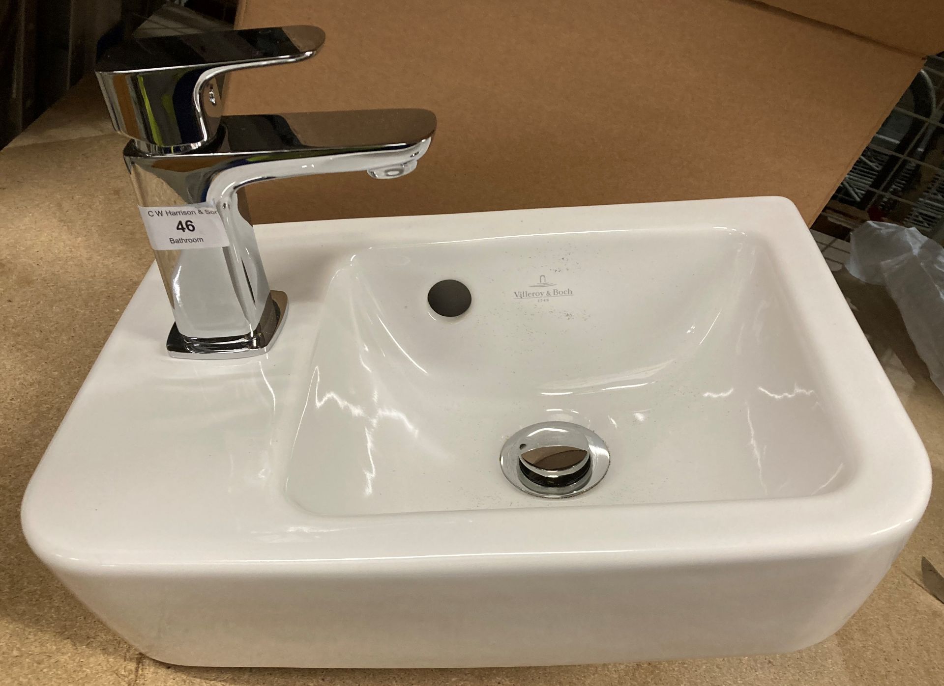 Villeroy & Boch hand-wash basin 36cm x 26cm complete with pillar tap and pop up waste (saleroom