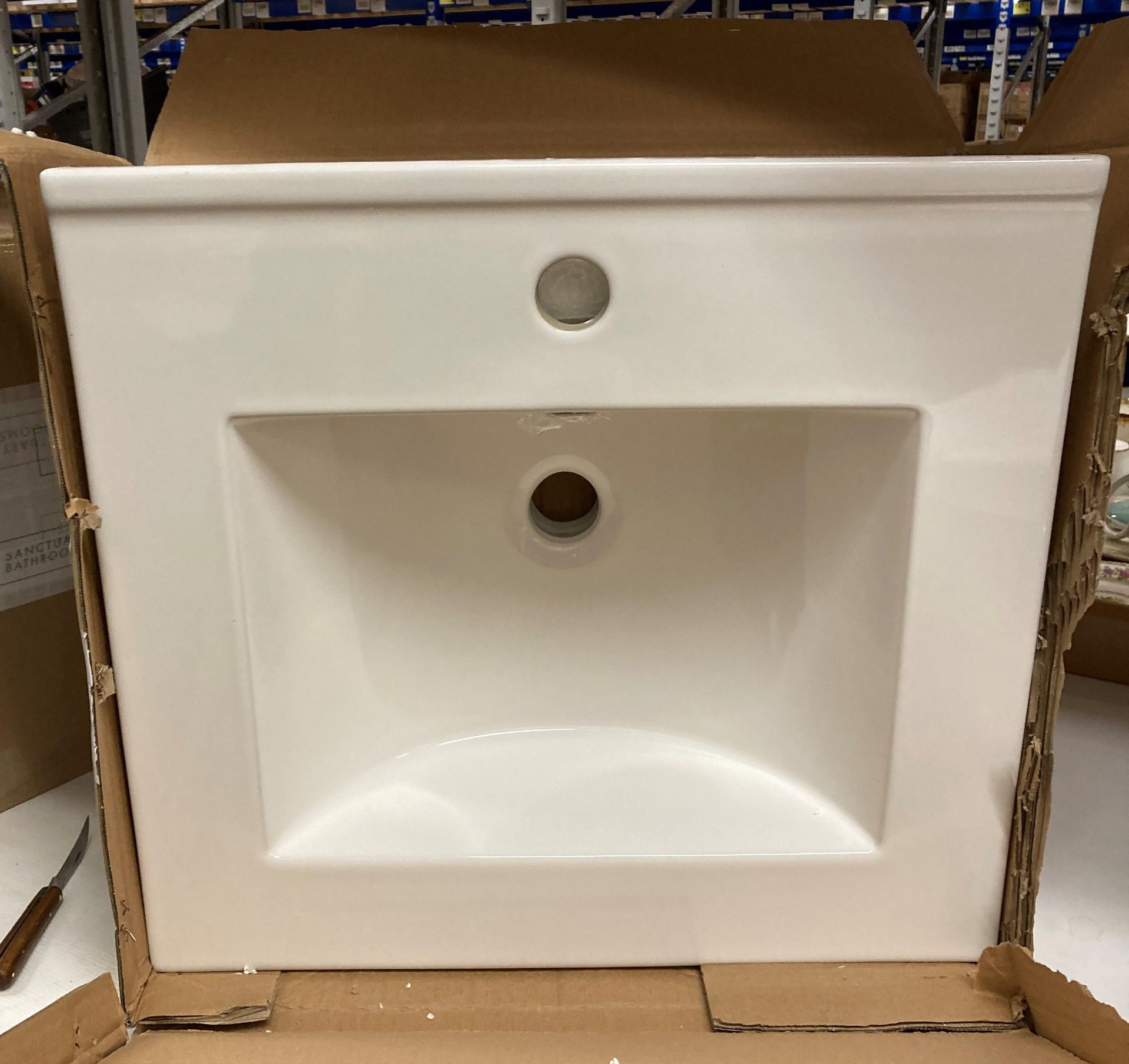 White ceramic single tap hole basin 52cm x 48cm (saleroom location: Z07)