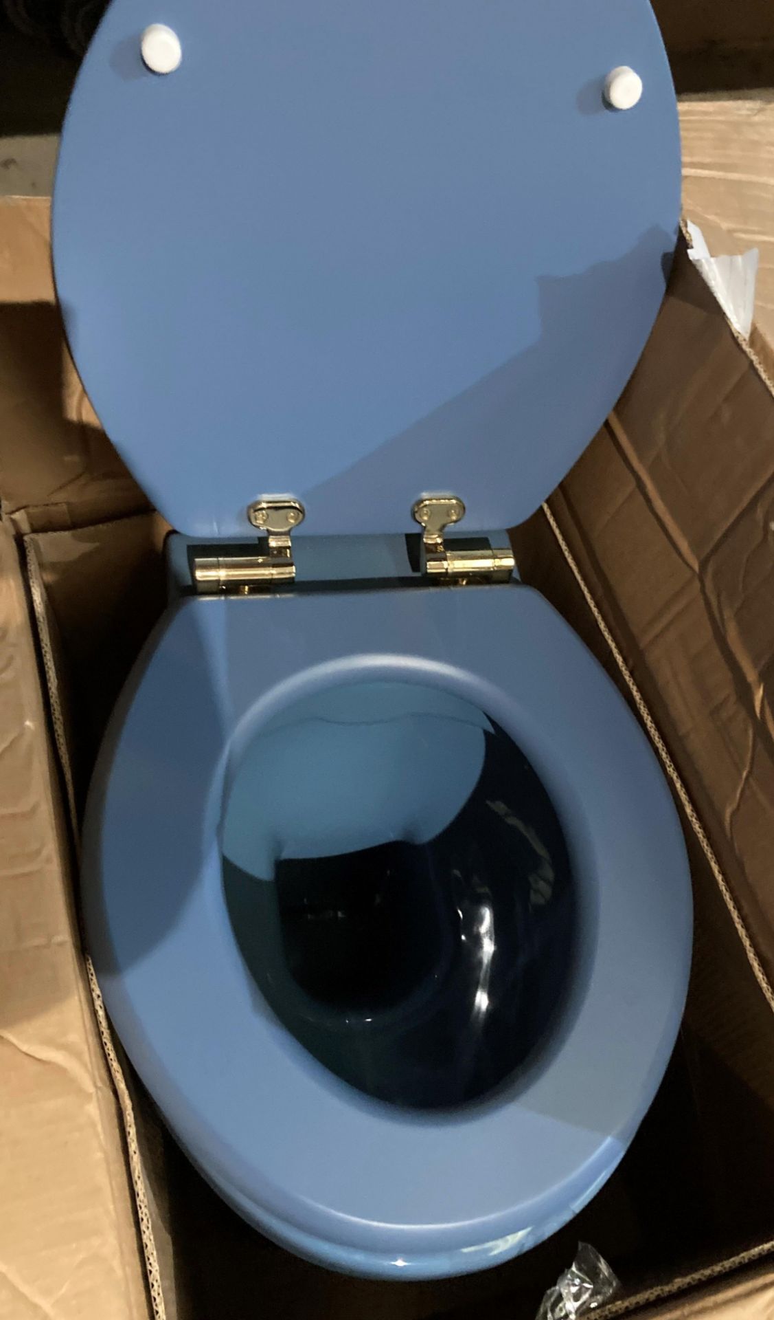 Midnight blue w/c complete with soft close seat (saleroom location: MA1 RACK)