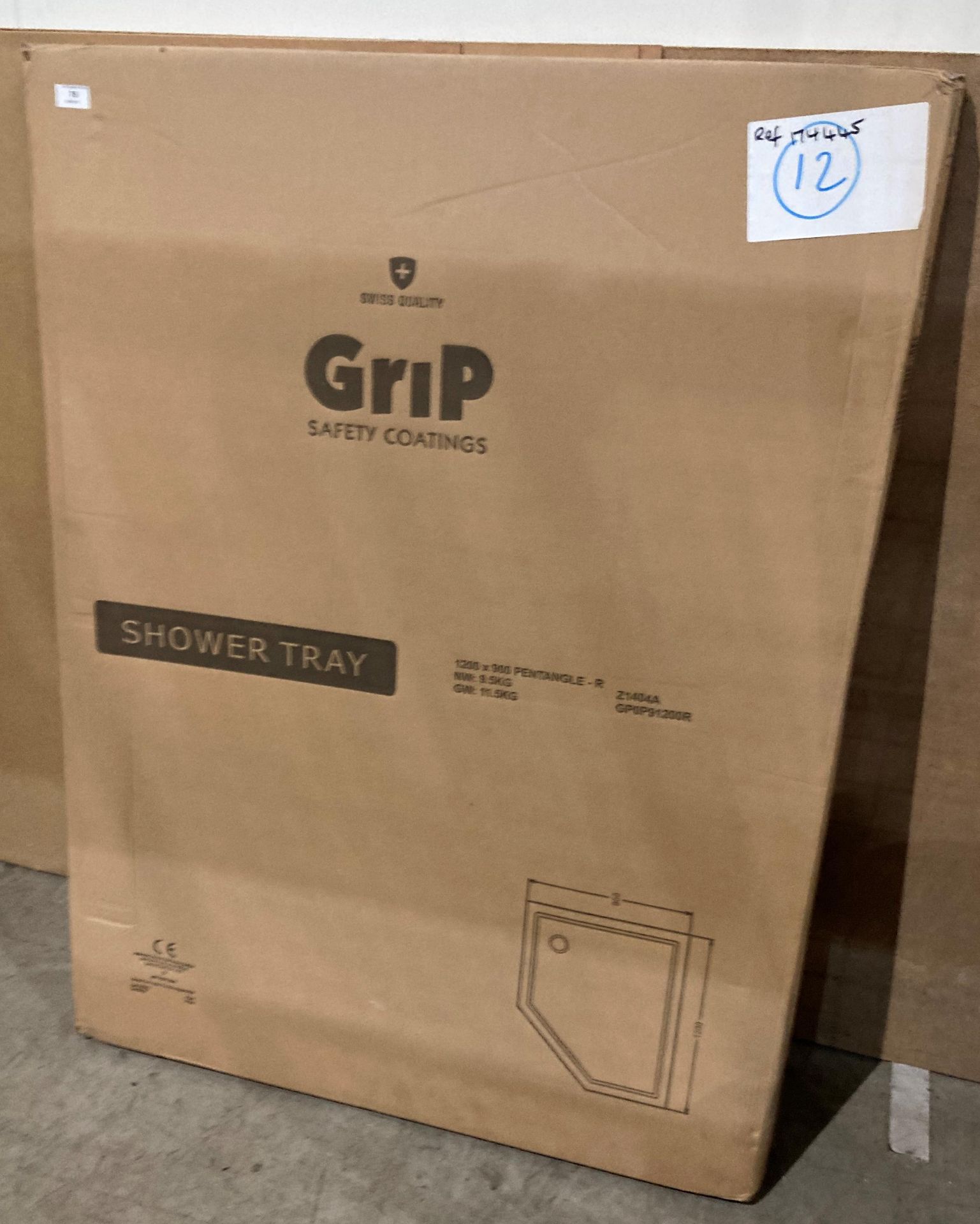 Grip pentangle-R shower tray 1200mm x 900mm new boxed (saleroom location: OUTSIDE MEZ)