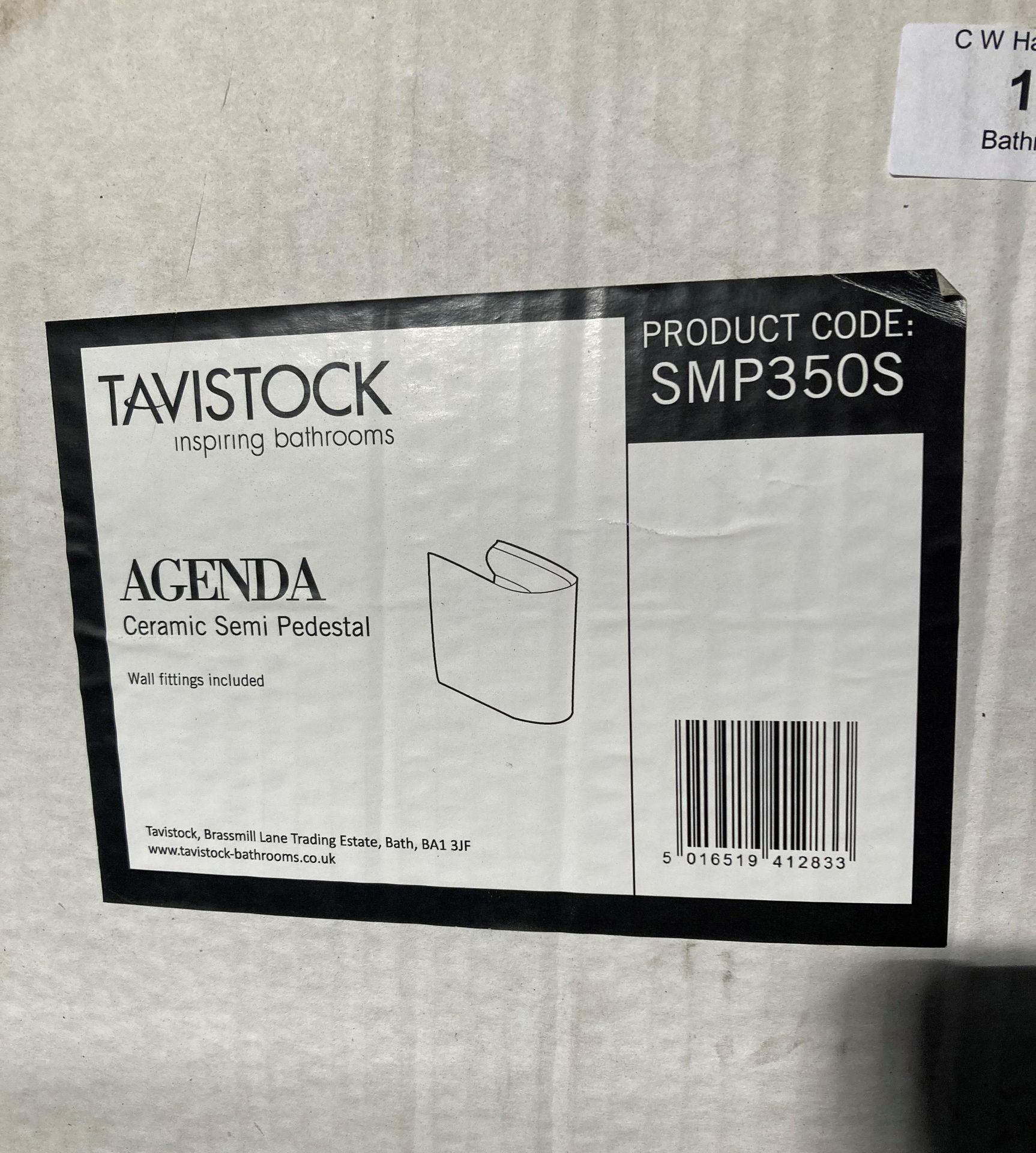 Tavistock Agenda ceramic semi-pedestal in white product code SMP350S new and sealed box (saleroom