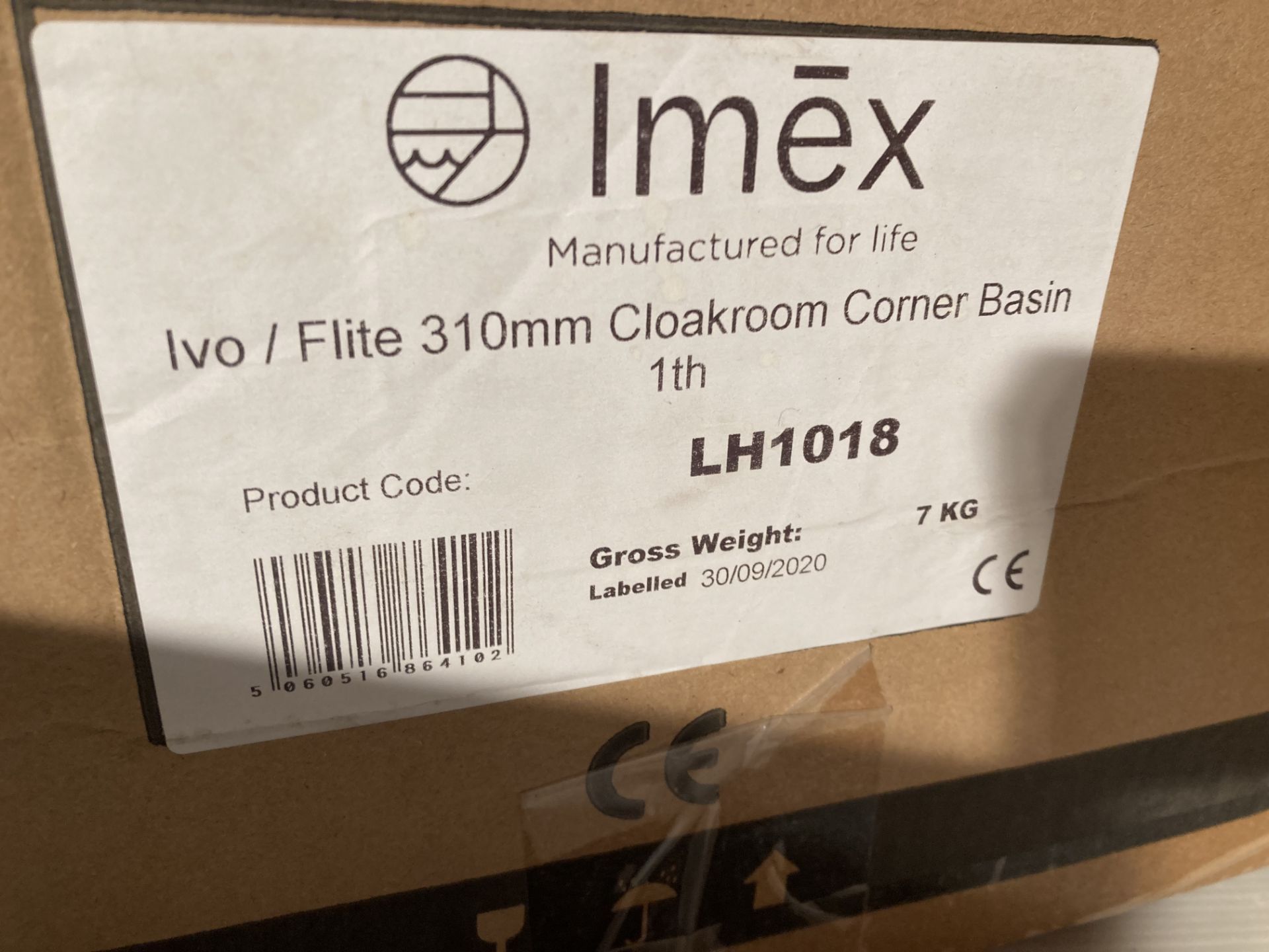 Imex 310mm cloakroom corner basin in white (saleroom location: QL07) - Image 2 of 2