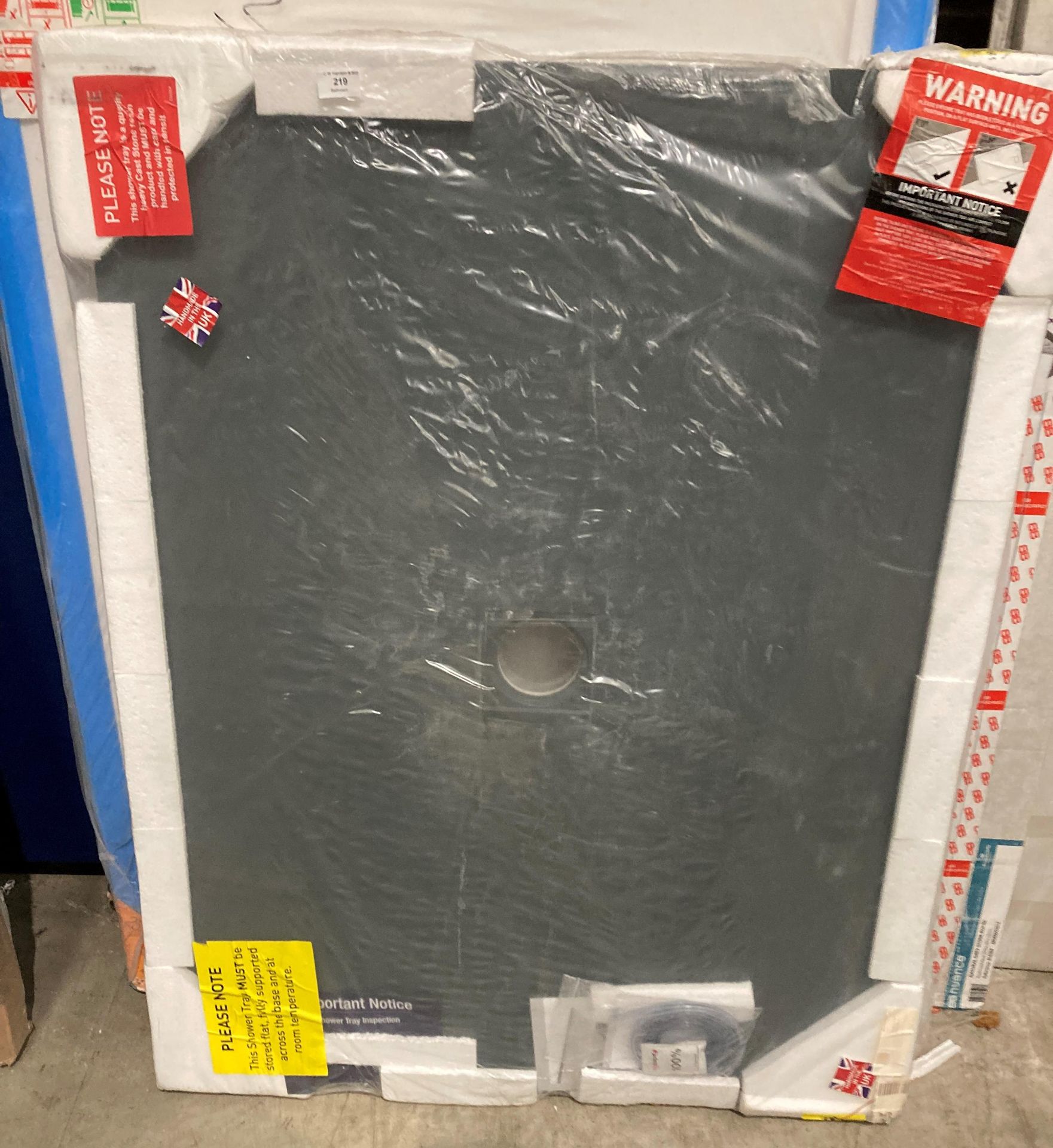 1200 x 900 slate grey shower tray with centre hole (saleroom location: RB)