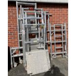 3 x aluminium scaffold platforms complete with 2 extra uprights and platform bases (saleroom