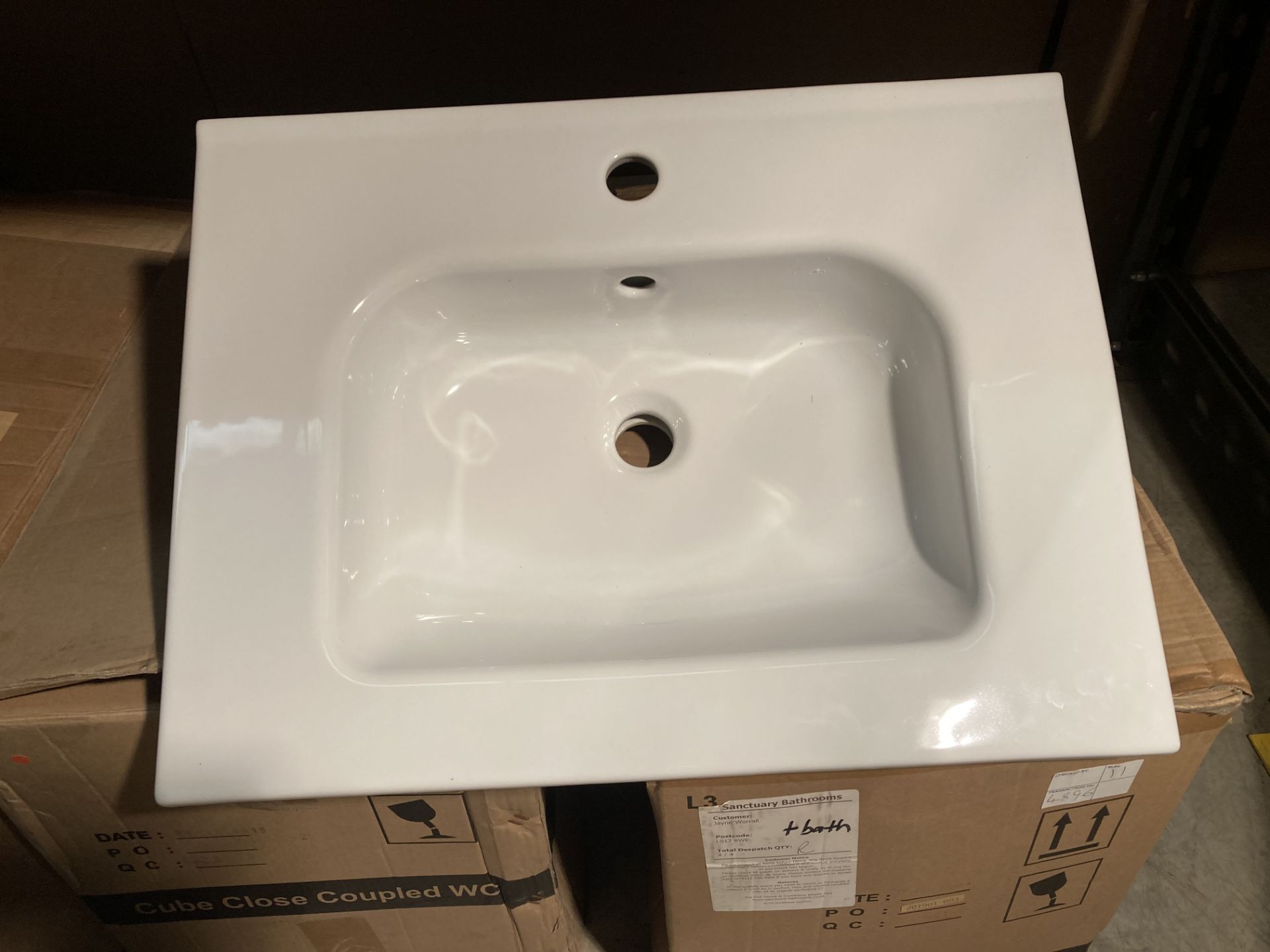 Tipo Royo ceramic slim line wash basin 61cm x 46cm (boxed) (saleroom location: QL04 FLOOR)