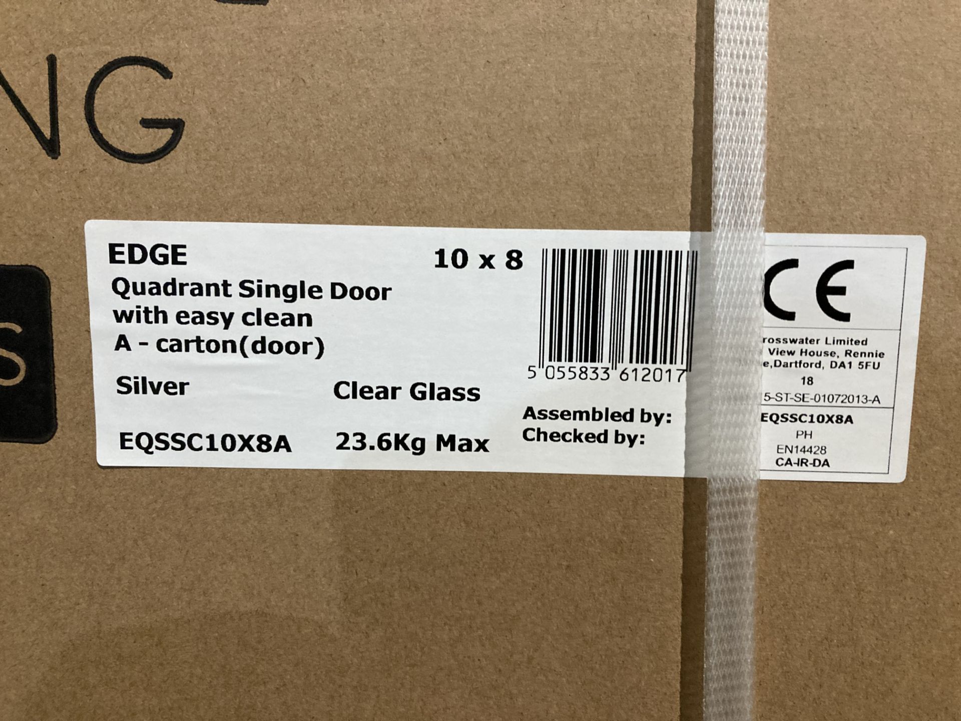 Crosswater shower enclosures, Edge 10 x 8 Quadrant single door clear glass in silver, - Image 2 of 3