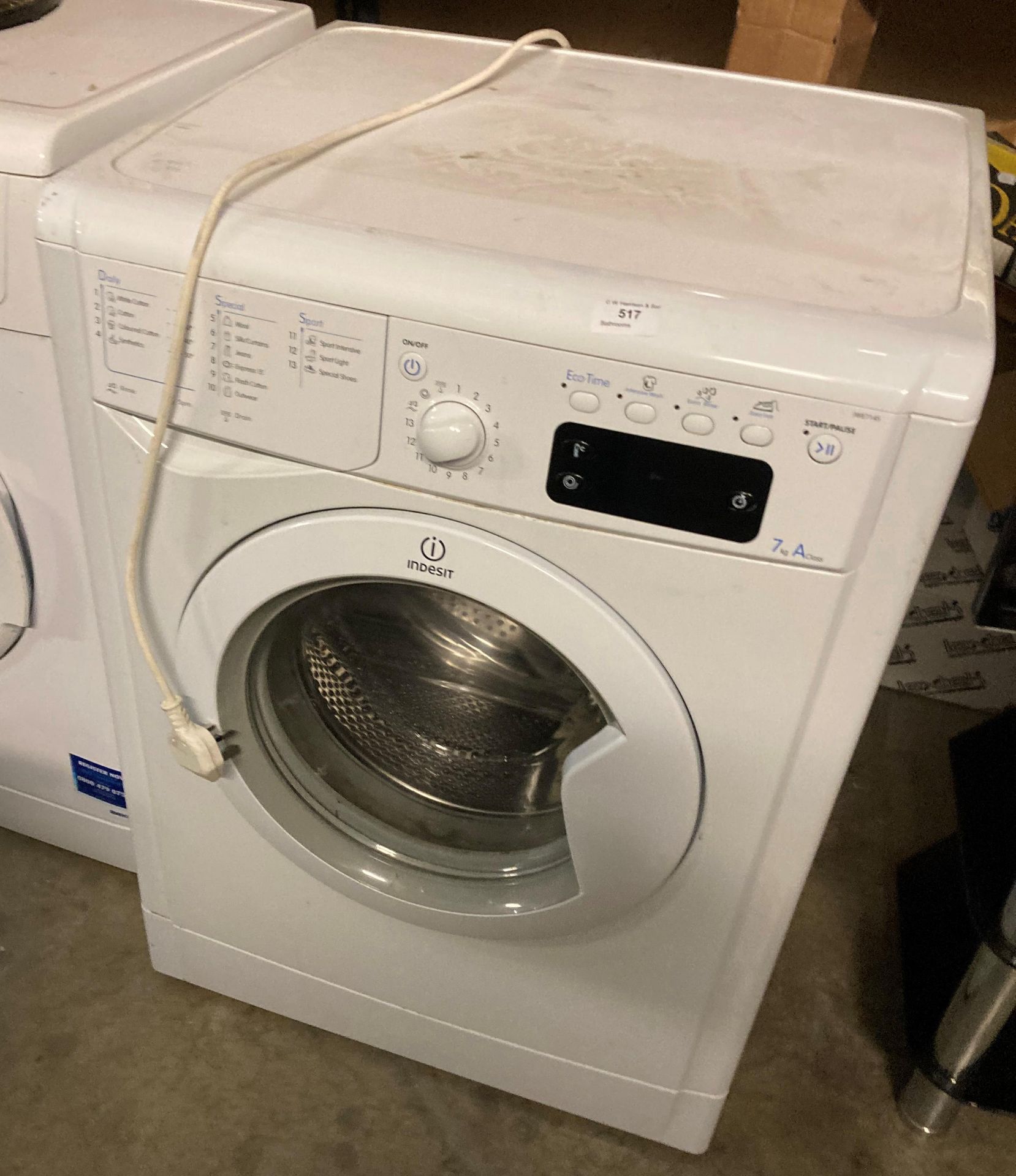 Indset 7kg A Class IWE7145 automatic washing machine (saleroom location: PO)