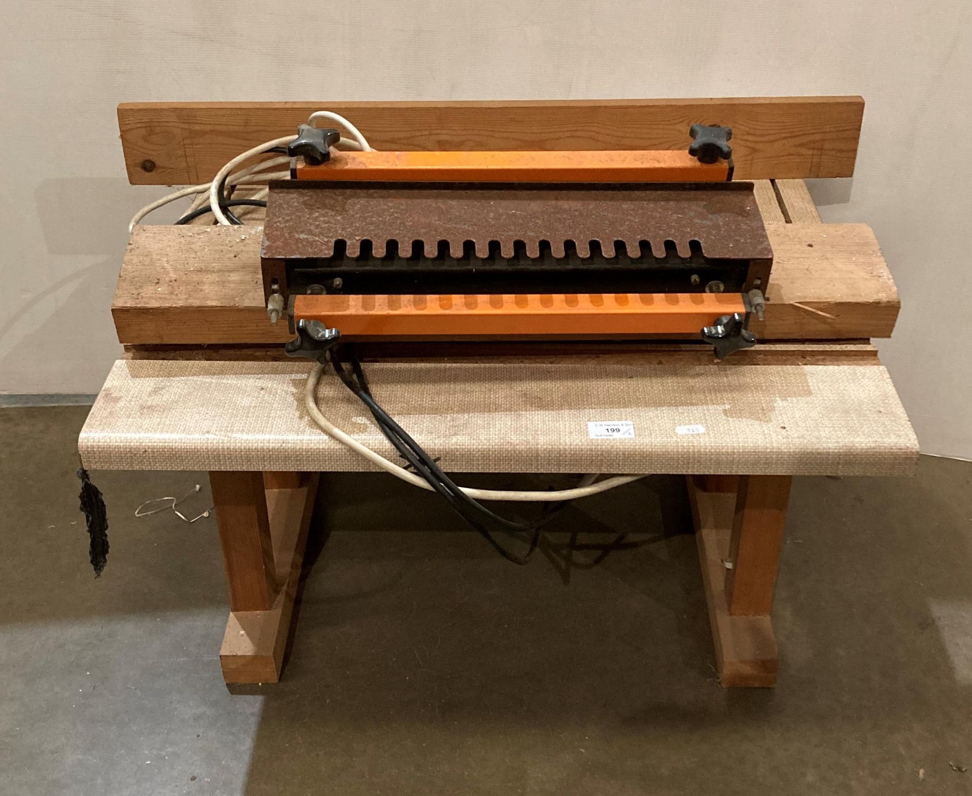 Home-made router table with a Ryobi R-500 mounted router (240v) and Dove Tail Jig (saleroom