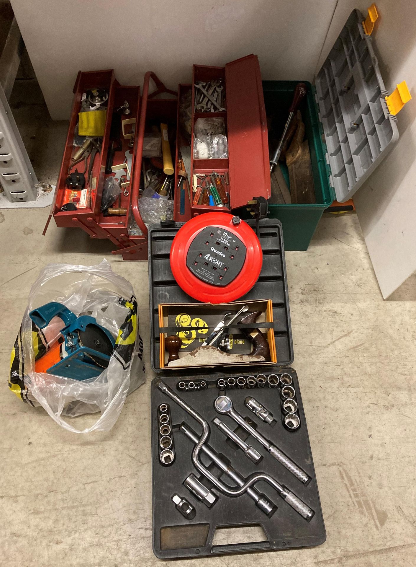 Contents to 2 x tool boxes - a Stanley Bailey No 4 wood plane,