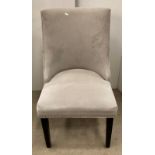 5 x Deep button grey velvet upholstered curved back dining chairs with stud-effect details