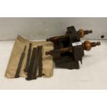 Wooden plough plane and 7 x assorted blades (saleroom location: W08 floor)