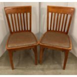 10 x Medium wood 6-rail back dining chairs with rexine seat and brass studding (saleroom location: