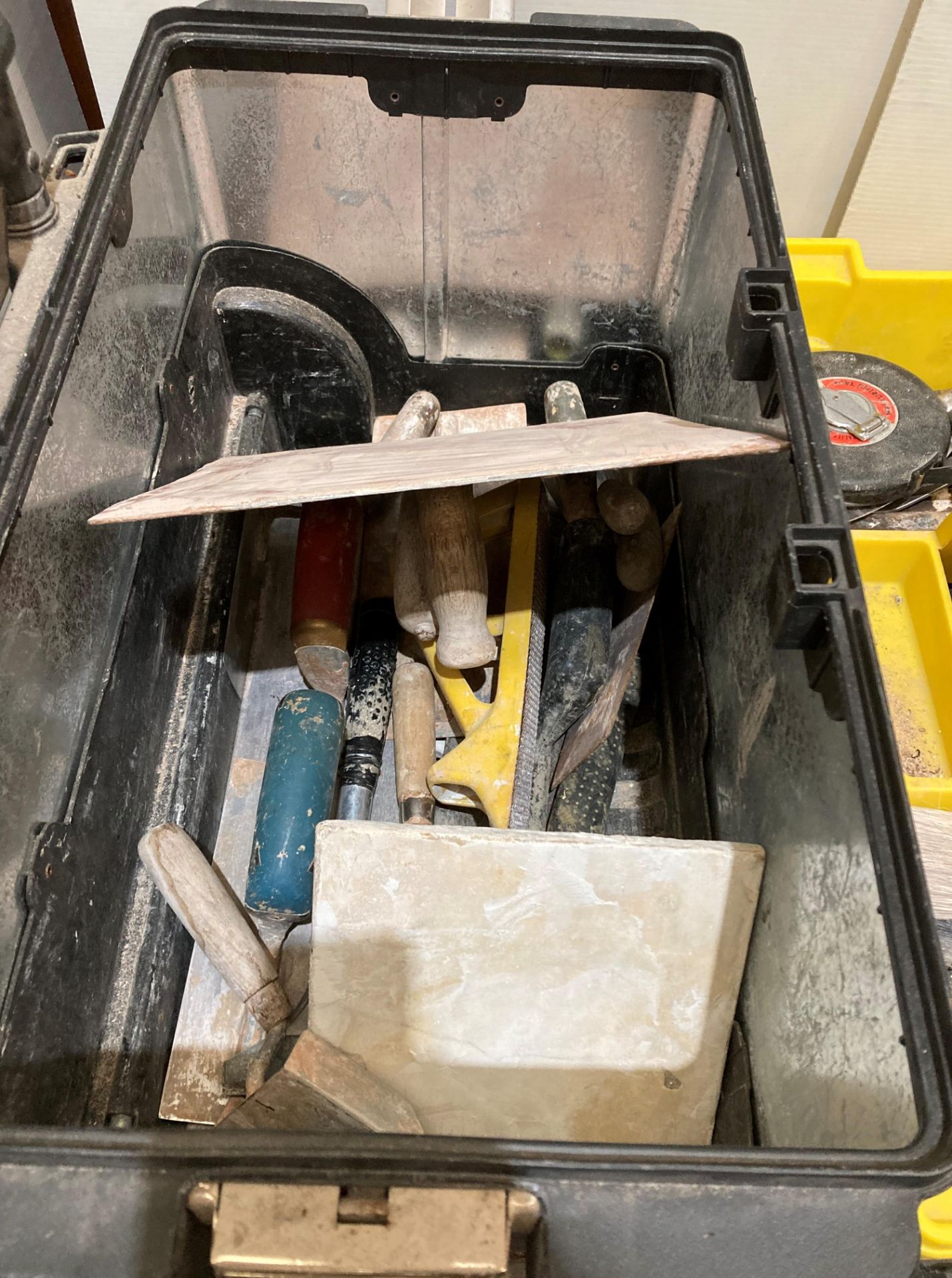 2 x Large tool boxes and contents - assorted plastering equipment (trowels, board, - Image 4 of 4