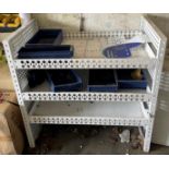 White metal three shelf work rack 105cm x 61cm x 102cm high (collection from TOWN END GARAGE,