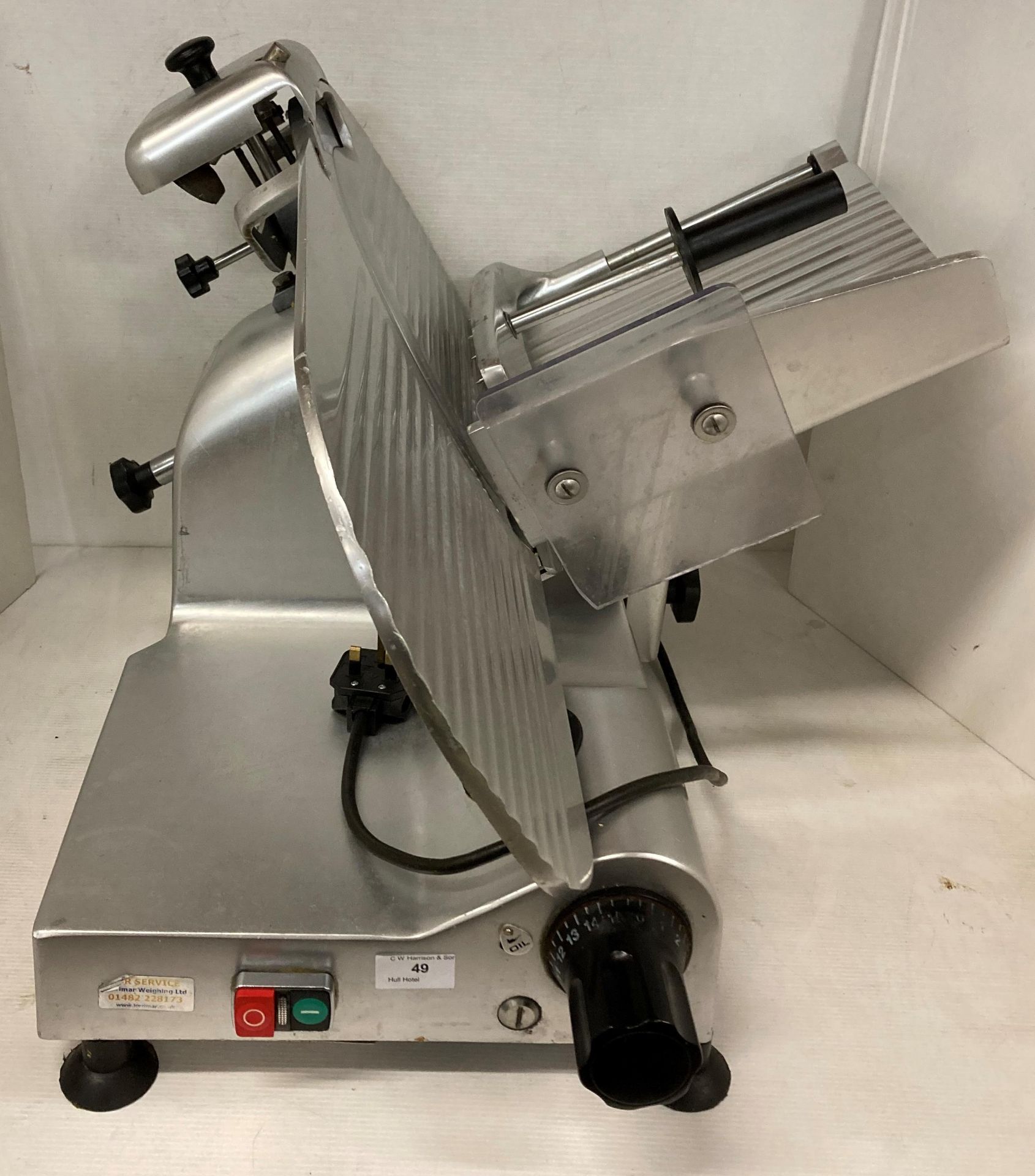 Italiana Macchi type: SG330 stainless steel electric meat slicer (saleroom location: V03)