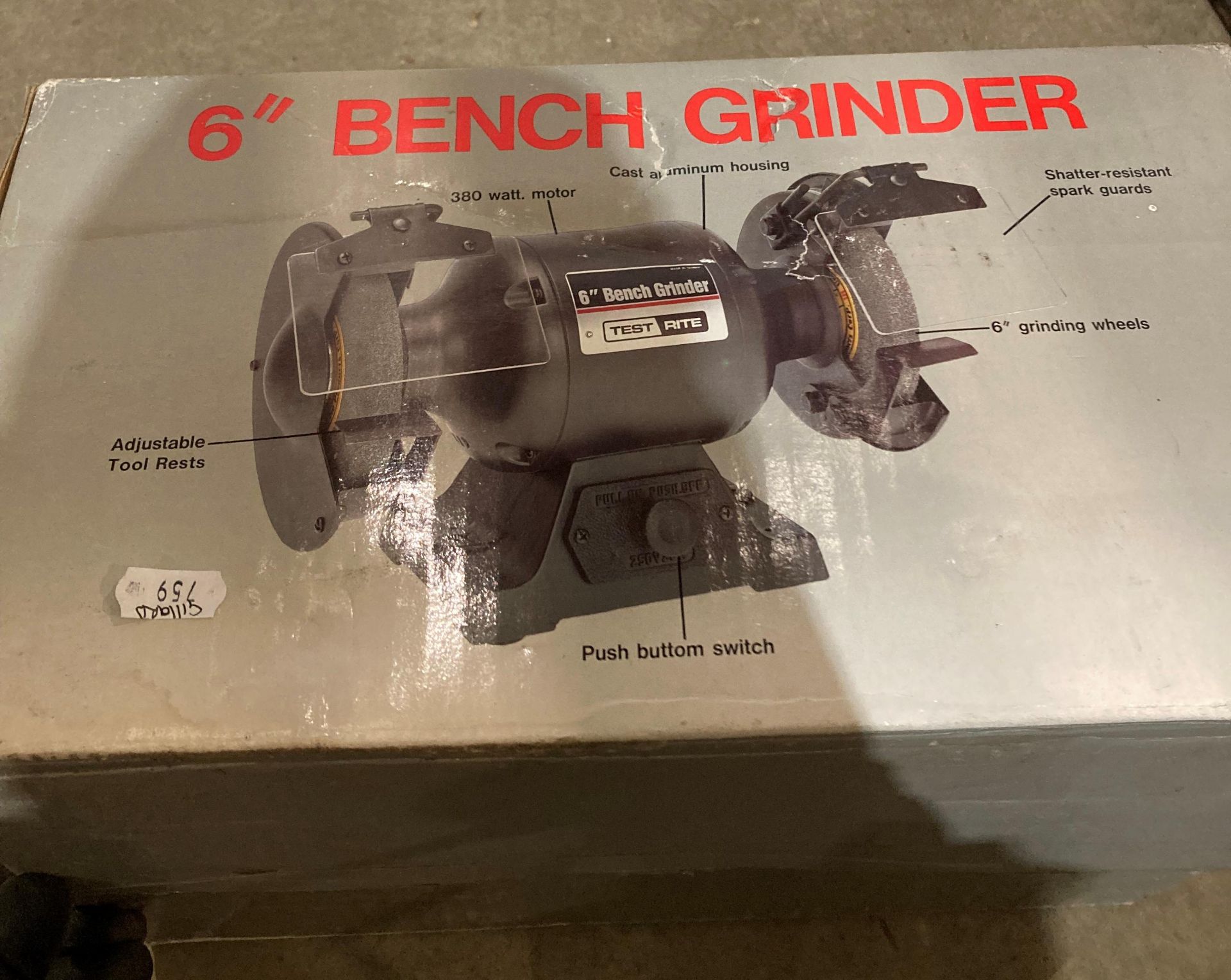 A boxed Test Rite 6" double-headed bench grinder (saleroom location: MA3)