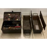 Pair of black metal 1945 military ammunition cases P59 MK2 MPB and a black metal military