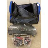 Jaguar 1999 instrument cluster and a blue fabric bag (saleroom location: S05-2)