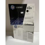 2 sealed genuine HP LaserJet 42A black toner QCC532AC (box damaged)