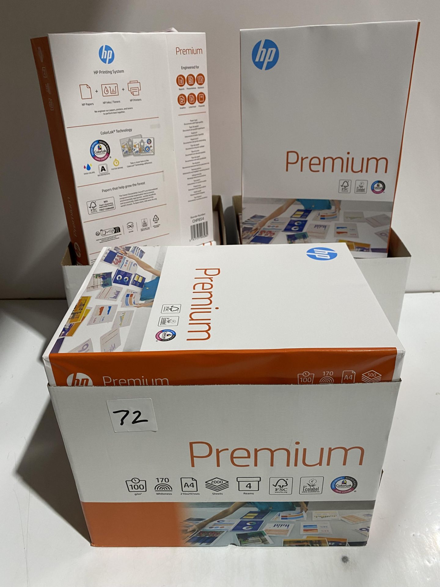 12 reams HP Premium 100g 500 sheets per ream white copier paper