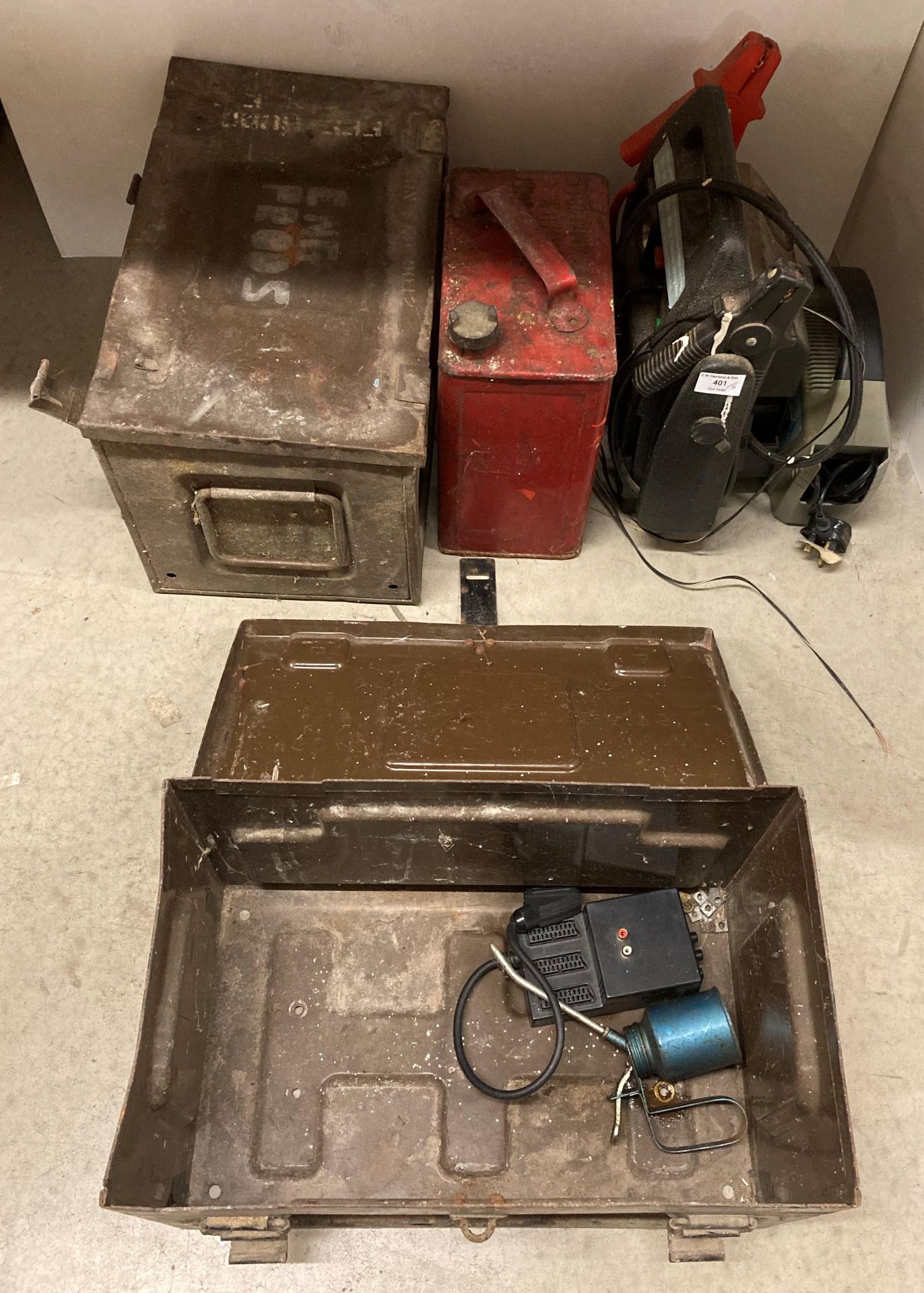 2 x Vintage metal ammunition boxes,